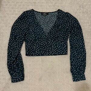 Lulus cropped button town blouse